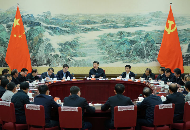 10月29日,中共中央总书记、国家主席、中央军委主席习近平在中南海同中华全国总工会新一届领导班子成员集体谈话并发表重要讲话。新华社记者 李学仁 摄